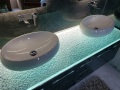 Bathroom glass countertop with LED light