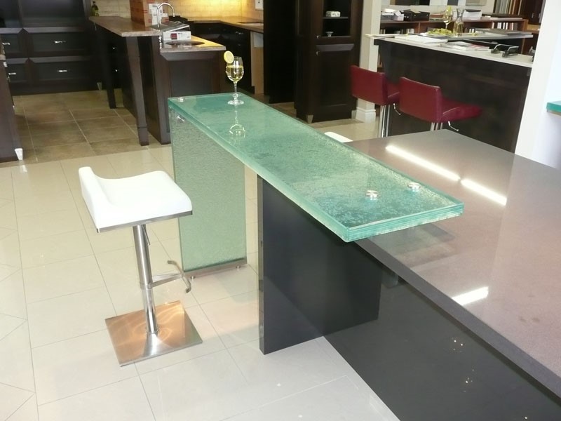 Raised Glass Countertops, Bars and Kitchens