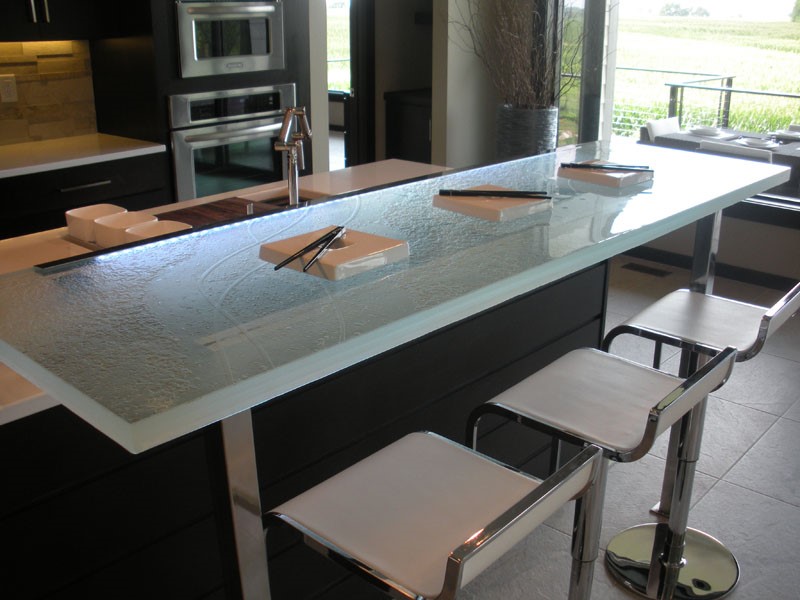 glass breakfast bar and stools