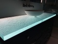 Bathroom glass countertop with LED